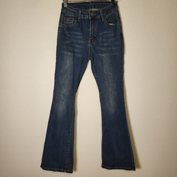 SHEIN High-Rise Flare Leg Denim Jeans size Petite Small/2P (see measurements) - Picture 1 of 7
